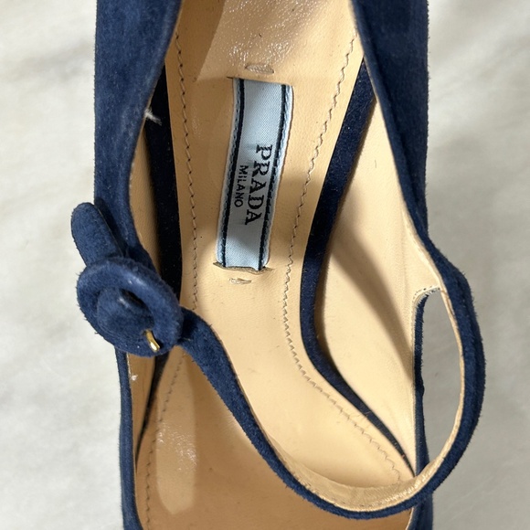 PRADA Blue Suede Mary Jane Heels - Picture 2 of 7